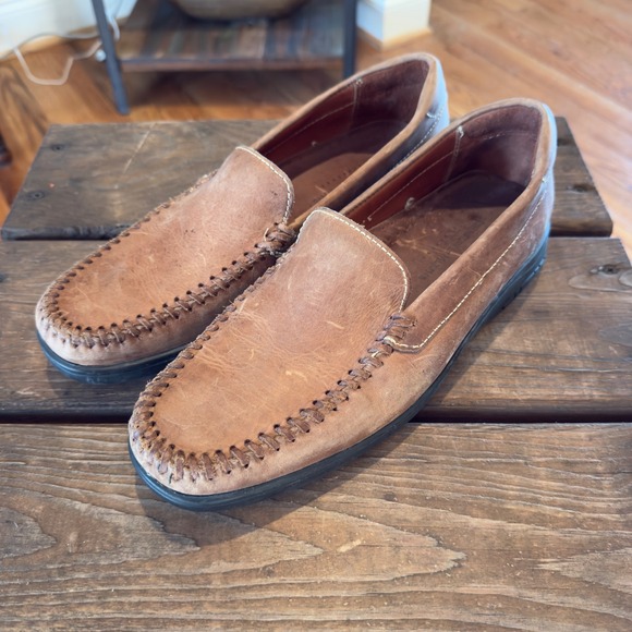 Johnston & Murphy Other - Johnston & Murphy Mens Brown Leather Moccasin‎ Loafers Slip On Dress Shoes 10.5M